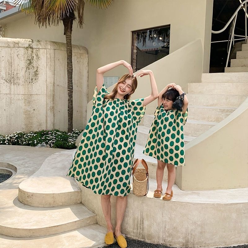 Family Matching Outfits Mother and Daughter Equal Dress Mummy and Me Matching Princess Dresses for Women Summer Korean Baby Girl Clothes 230421