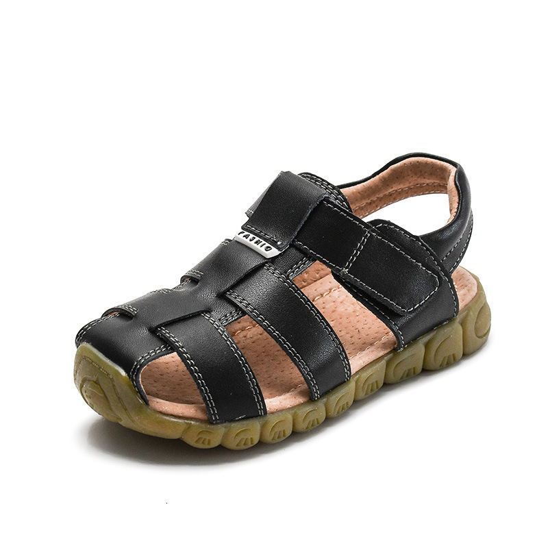 Sandals Summer Genuine Leather Sandals No-slip Wear-resistant Kids Beach Shoes Toe-cap Boys Girls Sandals Students Shoes 230421