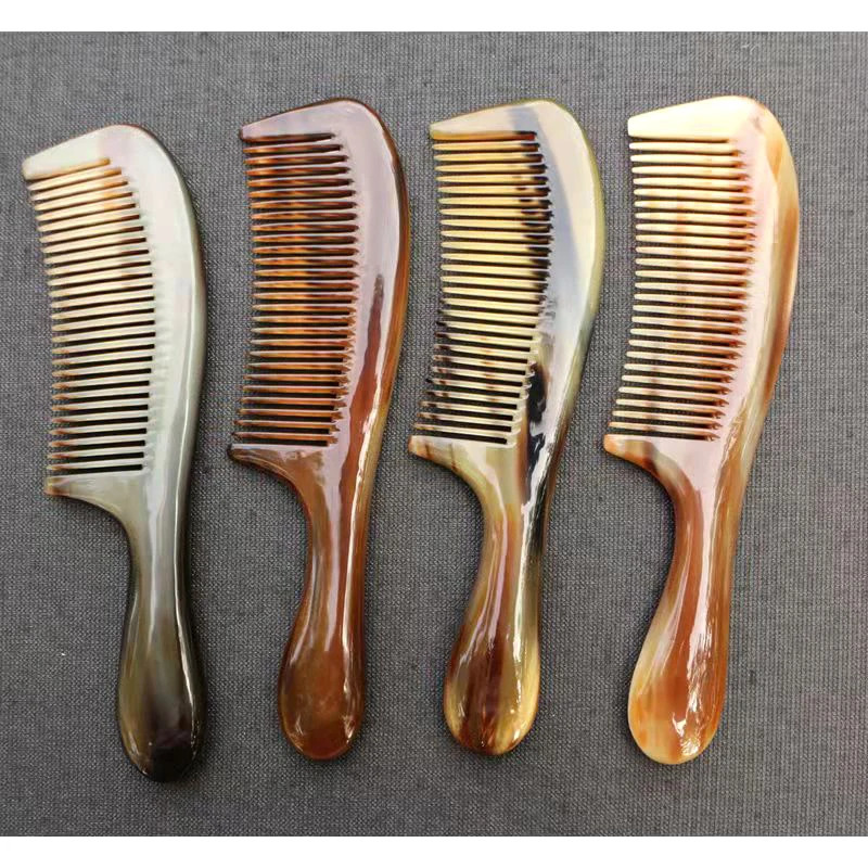 Hair Brushes 20cm Natural Material Anti-static White Handmade Ox Horn Comb hand-carved Fine Tooth Comb Hair Care Massage Tool Comb 231121
