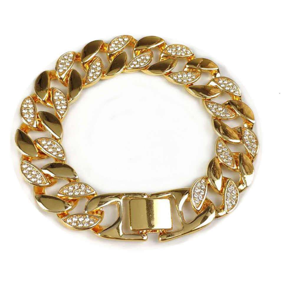 Hip Hop Spacing Diamond Super Flash Water Diamond Cuban Chain Dominant Bracelet Ornament
