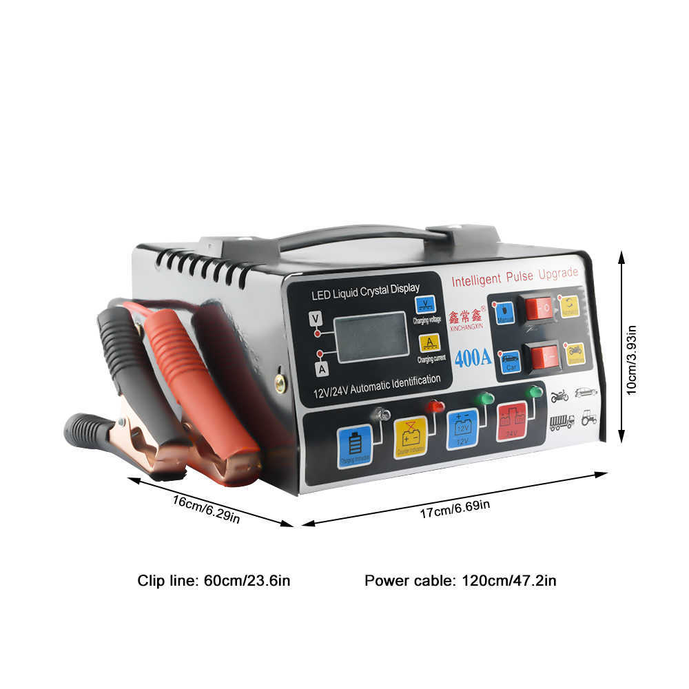 12V/24V Car Battery Charger Universal Intelligent Pure Copper Pulse Repair Automatic Battery Charger chargeur voiture carregador