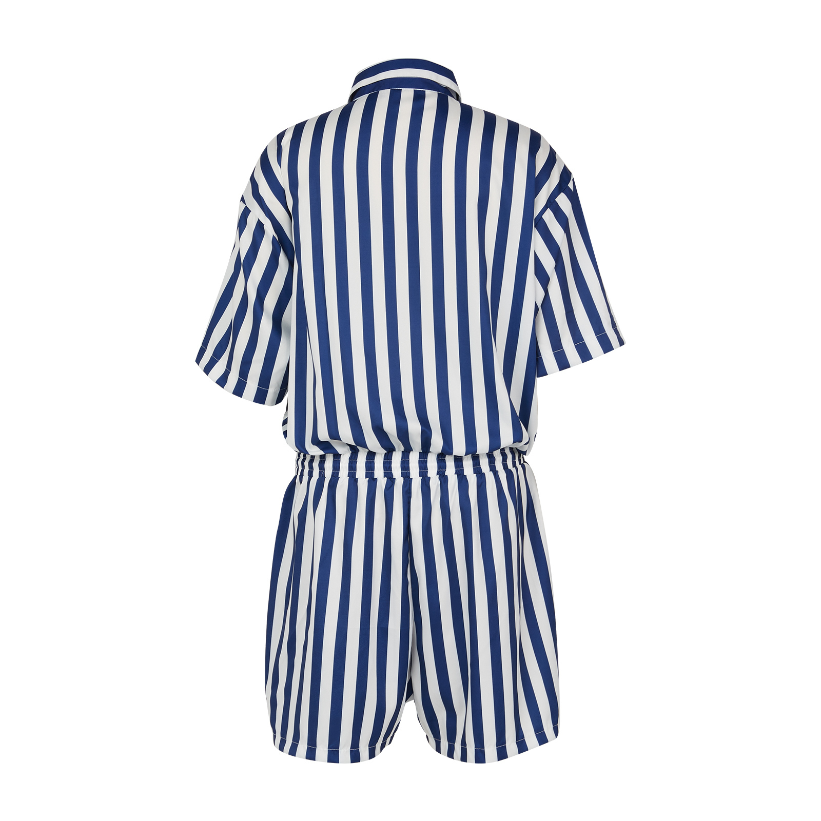 Men s Tracksuits Fashion Men Striped Rompers Short Sleeve Button Shorts Lapel Jumpsuit Drawstring Streetwear Casual Playsuit Hombre 230421