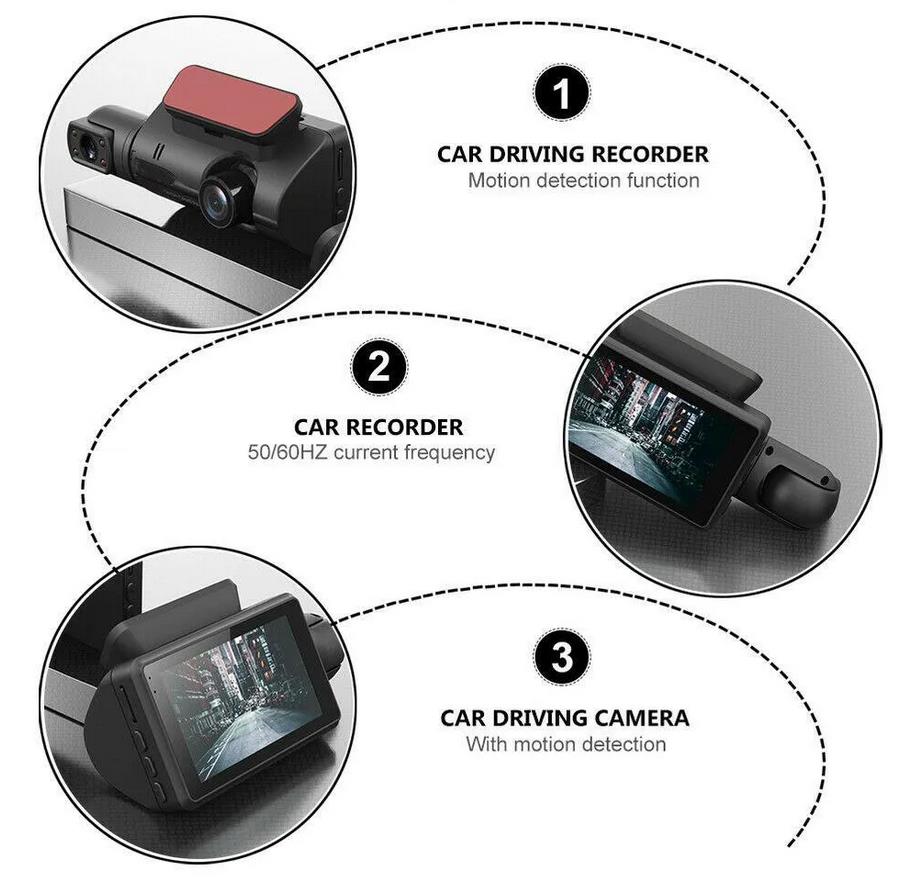 3 inch Car DVR Dual Driving Recorders With 32GB Micro SD Card Dual Lens Camera Wide Angel DVR Motorcycle Parking Reversing Night Vision Recorders