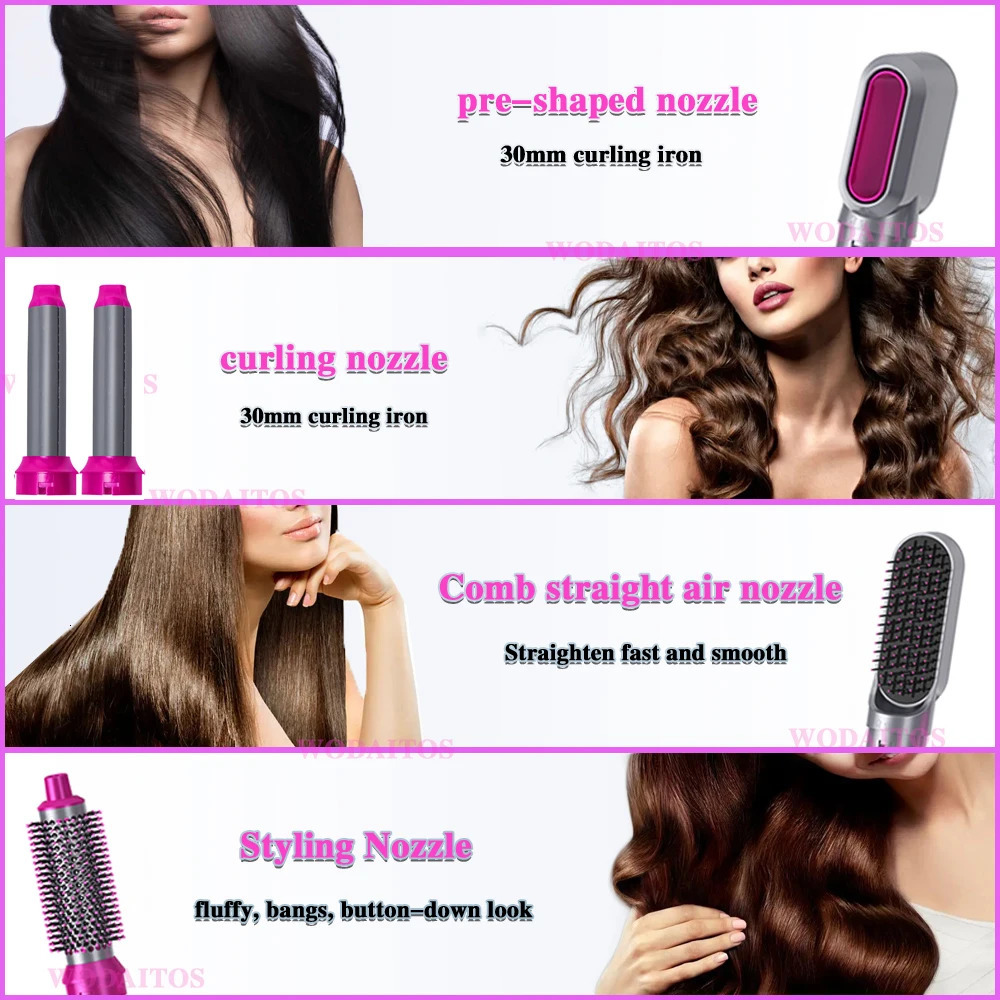 Curling Irons 5 In 1 Electric Blow Dryer Comb Hair Dryer Brush Hair Curling Detachable Brush Kit Straight Hair Brush Hair Curler Curling Iron 231120