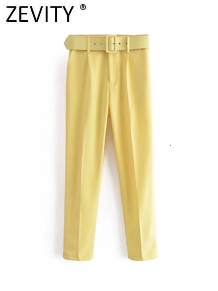 Women's Pants Capris Zevity Women Fashion Solid Colors Ankle Length Pants Chic Business Trousers Office Lady Zipper Fly Pantalones Mujer Pants P5