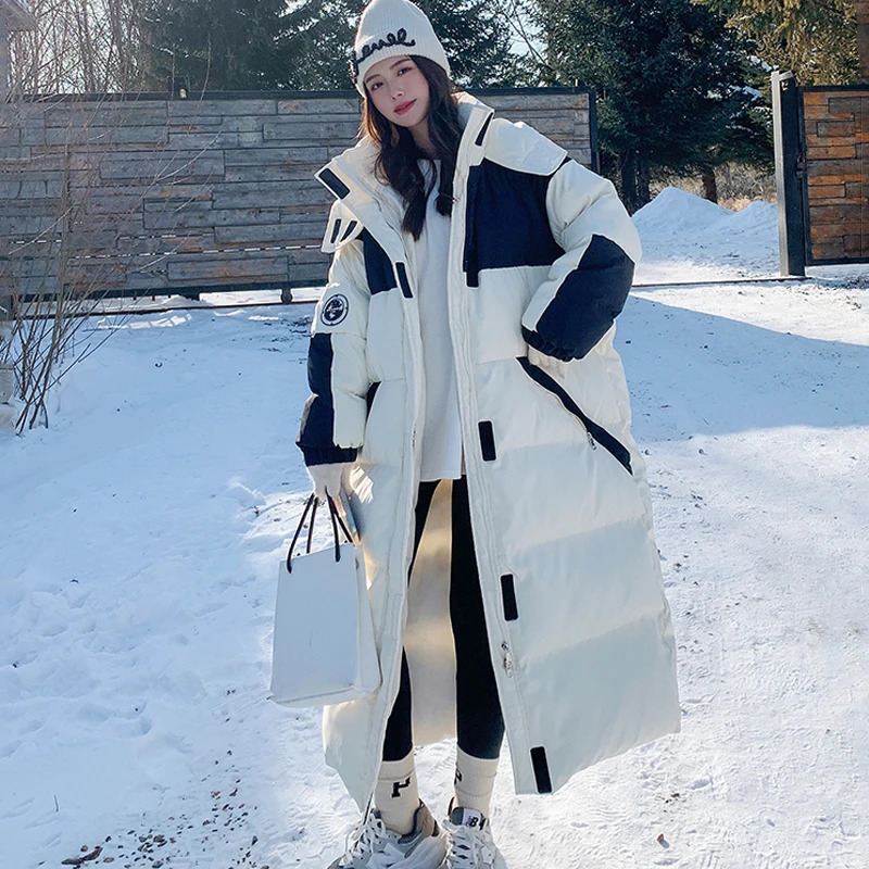 Women's Down Parkas Fashion Hooded Thicken Warm Padded Coat Winter Zip Up Patchwork Long Ladies Casual Pocket Cotton Jackets 231120