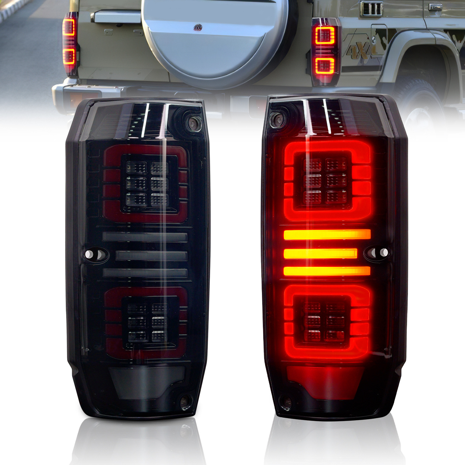 Car Tail Lights Assembly For Toyota Land Cruiser FC 1984-2021 LED DRL Parking Lights LED Brake Reverse Taillight