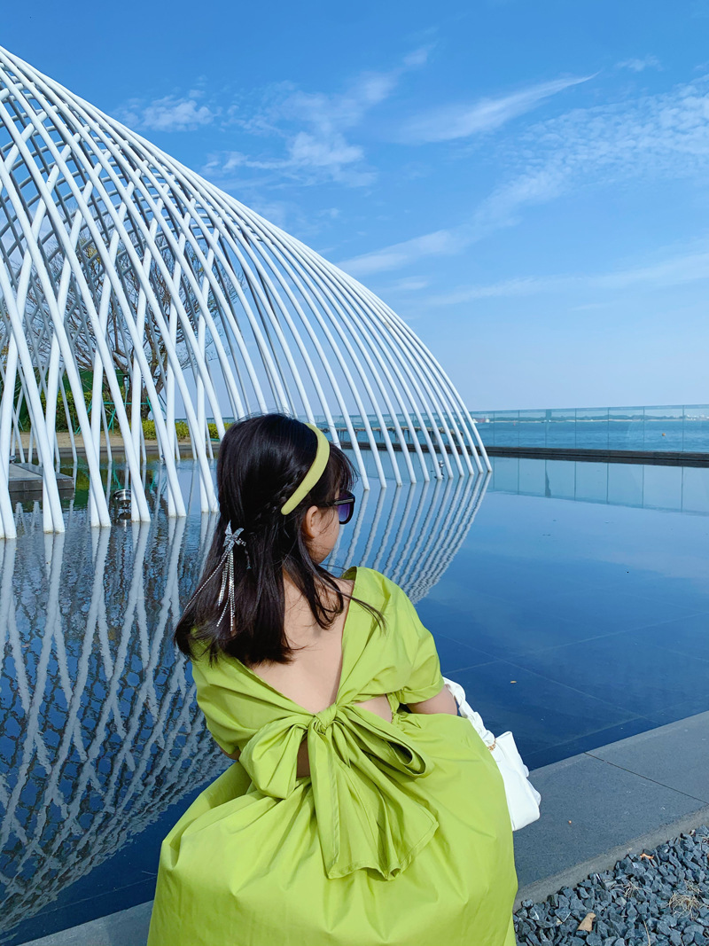 Family Matching Outfits Mother Daughter Dresses Backless Big Bow Family Matching Vestidos Summer Mommy And Me Clothes Women Girls Dress Short Sleeve 2