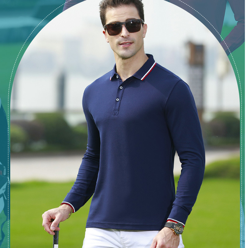 Men's Polos Men Polo Shirt Casual Business Tops Solid Polos Shirts Mens Long Sleeve Polo Provide Customized Services 230421