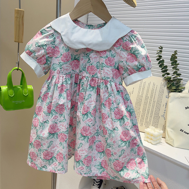 Family Matching Outfits Girl's Mother And Daughter With Broken Flower Children Baby Kids Spring Summer Parent-child Dress Brim Princess Dress 230