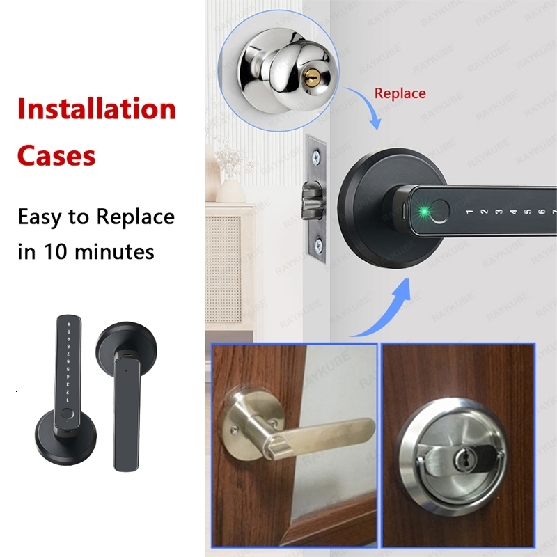Smart RAYKUBE M3 Tuya BLE Digital Fingerprint Door Electronic with 60 70mm Keys Smartlife Tuya APP Remote Unlock 231117