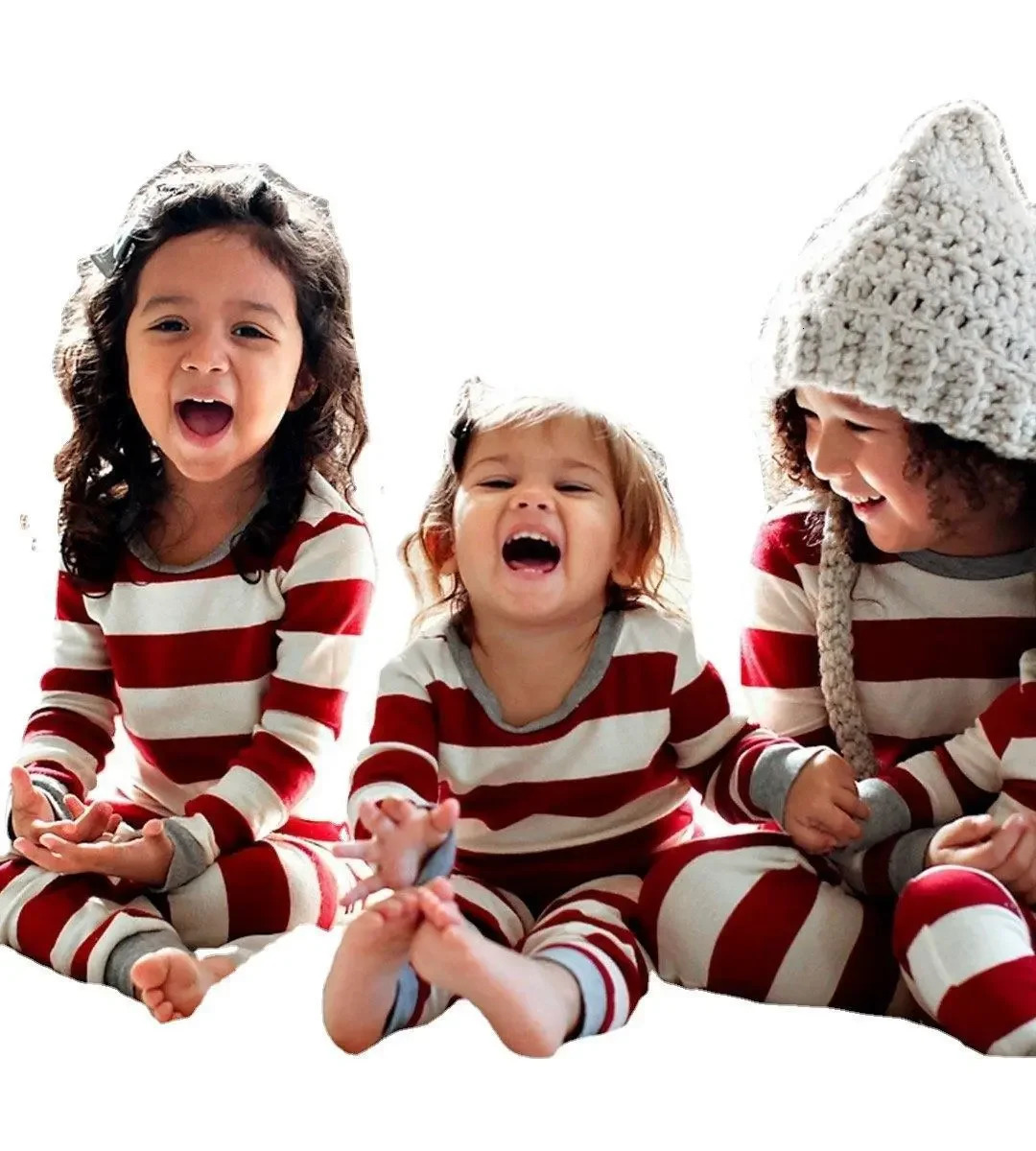Family Matching Outfits Print Mom Daughter Dad Son Baby Matching Clothes Soft Loose Sleepwear Xmas Look Winter Family Christmas Pajamas Set Striped 23