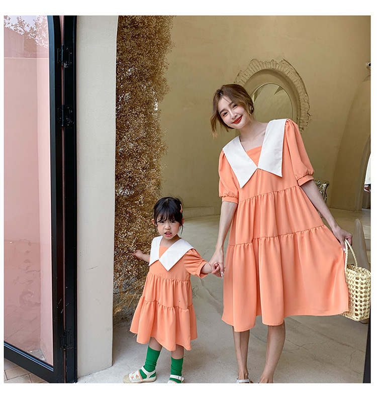 Family Matching Outfits Mother Daughter Dresses Summer Family Matching Clothes Mommy And Me Clothes Short Sleeve Mom Daughter Clothes Women Girls Dres