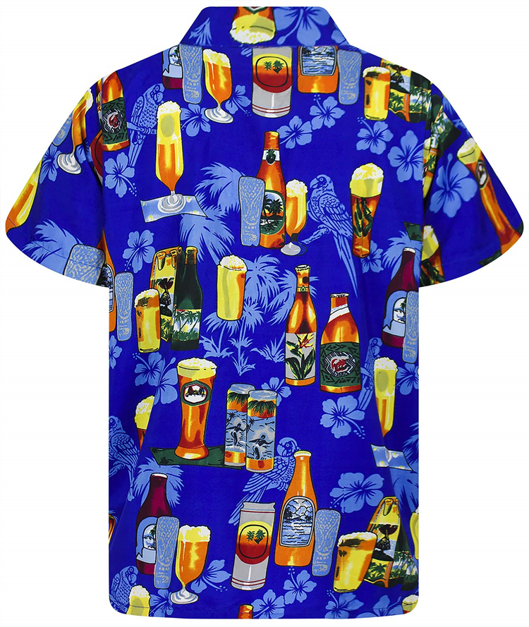 Men's Casual Shirts Hawaiian 3d Print Beer Short-sleeved Cuban Beach Wear Tshirt Top Party Vintage Style For Men Women Clothing 230421