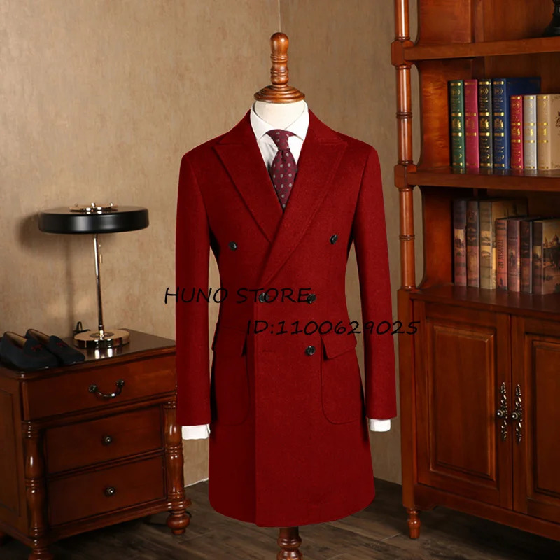 Men's Wool Blends Winter Coat Double Breasted Lapel Dress Wedding Dinner Party Custom Male's Slim Fit Jacket 231120