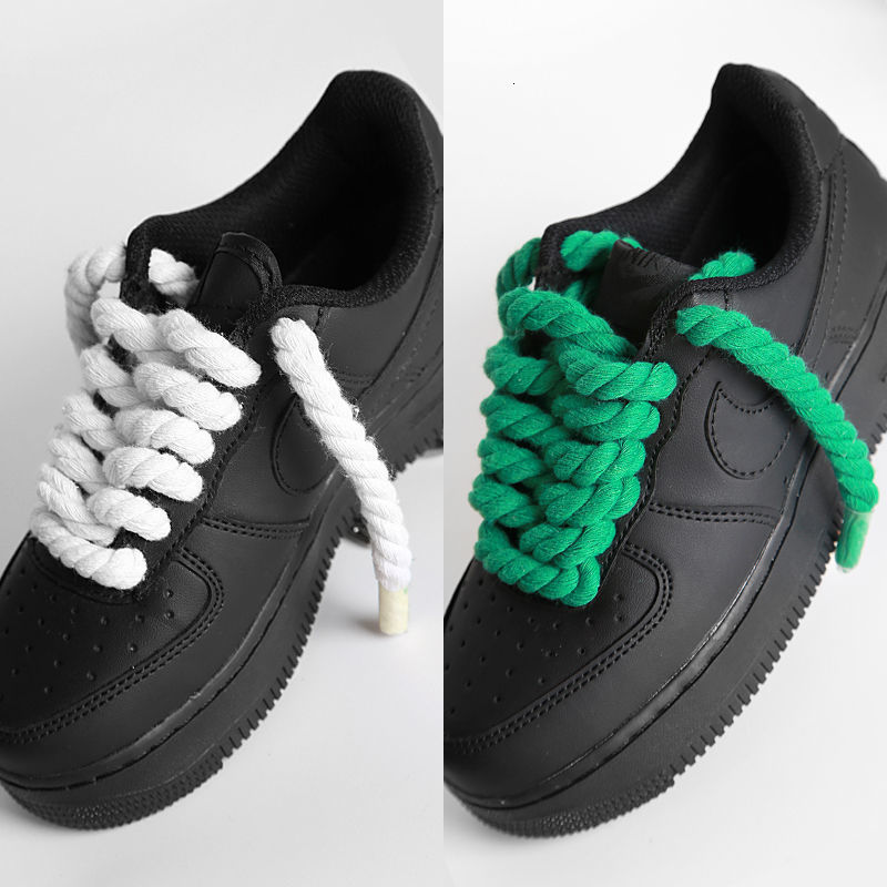 Shoe Parts Accessories 2 pair set Vintage DIY Linen Cotton Weaving Style Bold Shoelaces Low top Canvas Green Shoes lace Men Dropship 230420