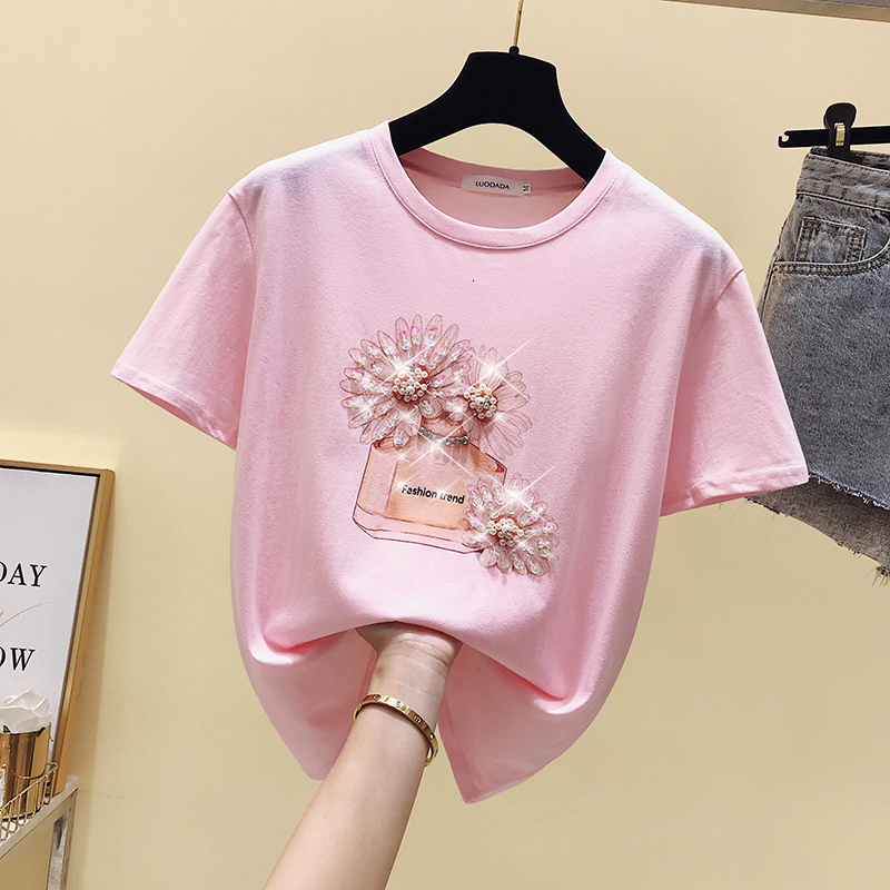 Women's T-Shirt HF-2F-211-8831 Perfume bottle print T-shirt Women 230421