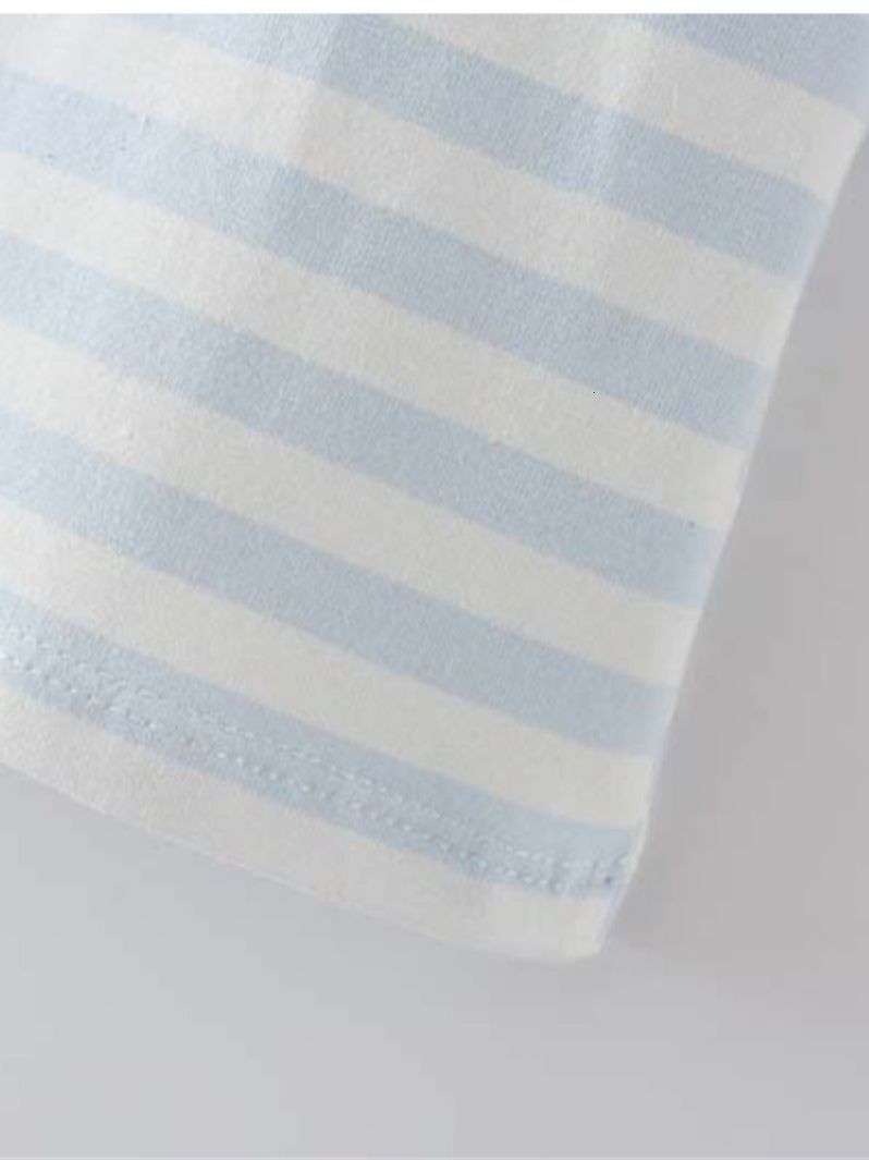 Camisoles Tanks PUWD Casual Women Blue Stripe Tank Summer Fashion Ladies Falsie Slim Print Patchwork Top Female Chic Soft Cotton Tops 230421