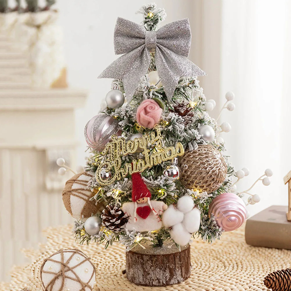 Christmas Decorations 45CM Desktop Xmas Tree Santa Claus DIY Christmas Decoration LED Light Christmas Ornaments Navidad Years 231120