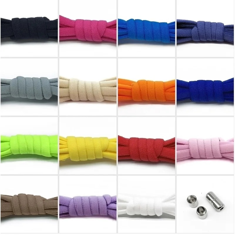 Shoe Parts Accessories Elastic Laceless Half Round Laces for Children and Adult Sports Shoes Fast Lazy Metal Lock 231121