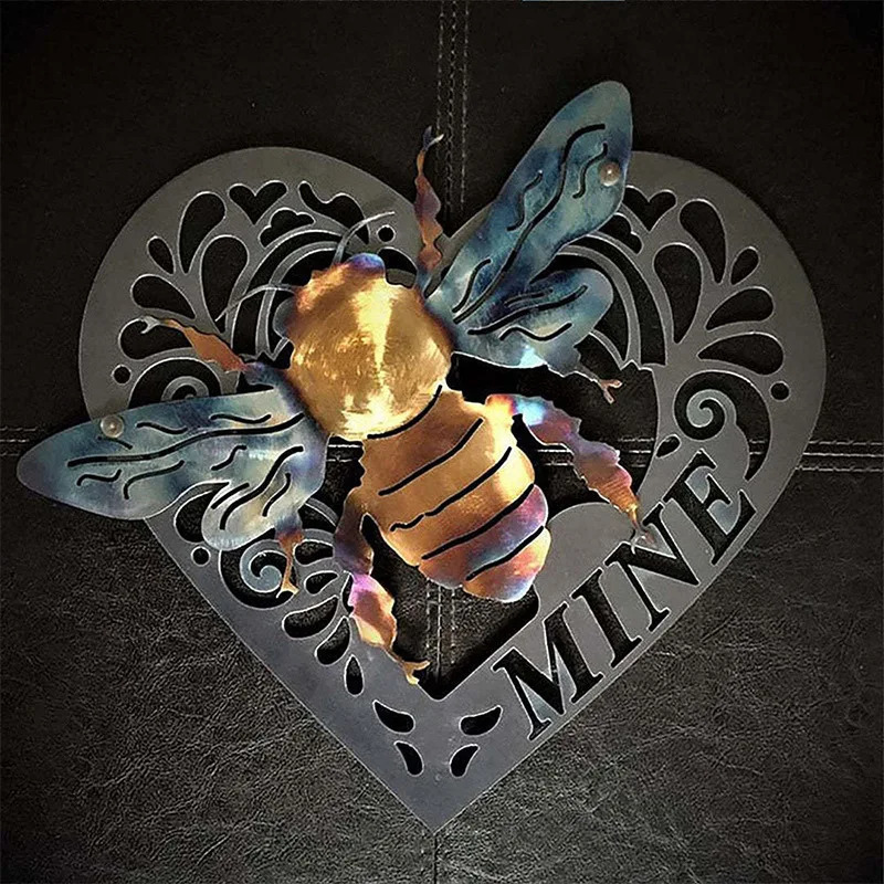 Garden Decorations Colorful Color Bee Guardians Wall Courtyard Ornament Art Keeper Of The Bees Creative Metal Garden Statue Home Living Room Decor 231