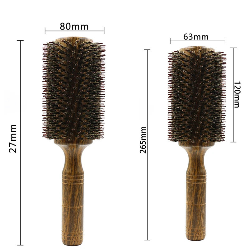 Hair Brushes Professional Barber Hair Wood Round Brush Nylon And Boar Bristle Hairbrush For Salon Hairdressing Stylist Tools Women Hair Comb 231121