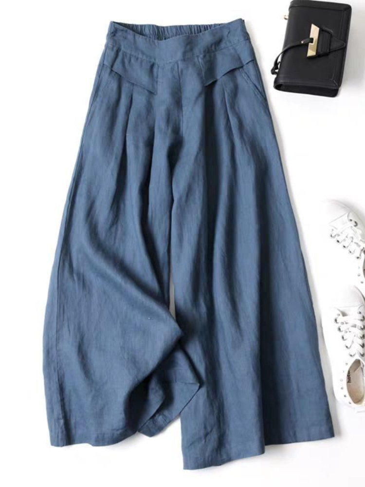 Women's Pants Capris Summer Pants for Women Cotton Linen Large Size Wide Leg Pants Femme Arts Style Elastic Waist Solid Casual Loose Pantalon 230