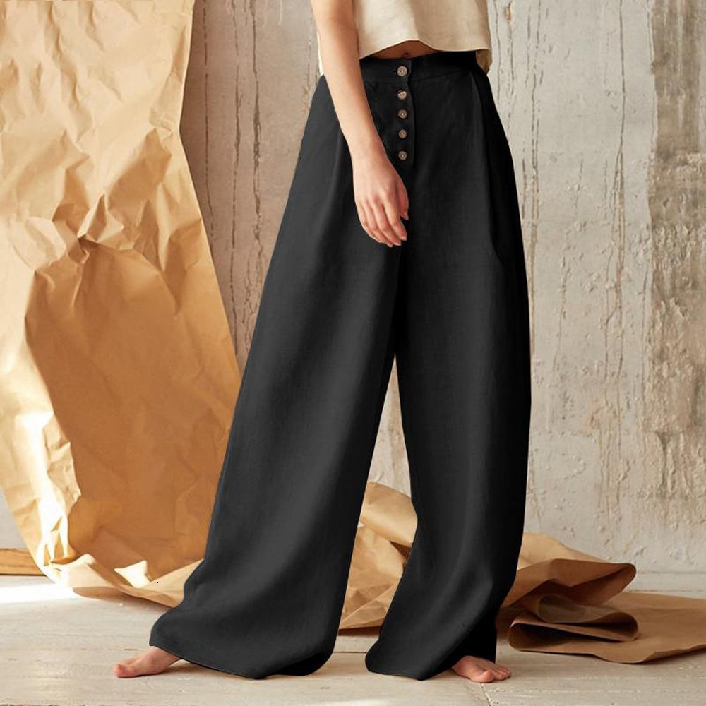 Women's Pants Capris S-5XL Size Wide Leg Pants Casual Cotton Linen Loose Women Trousers Fashion Elegant Autumn Winter Female Pants 230421