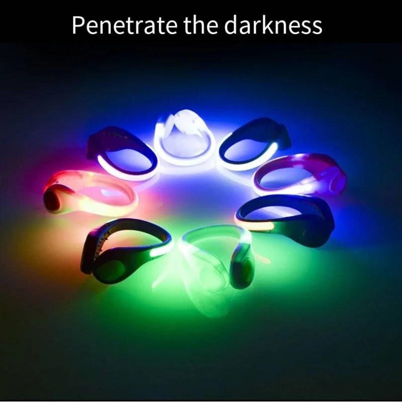 Shoe Parts Accessories Outdoor running light LED illuminated shoe clip Night safety warning bright flashing sports bicycle 231121