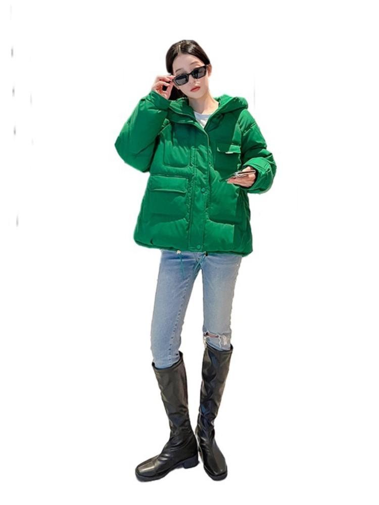 Leather Winter jacket women inner loose hooded female 2022 new bread Women's winter coats woman winter 976HAI