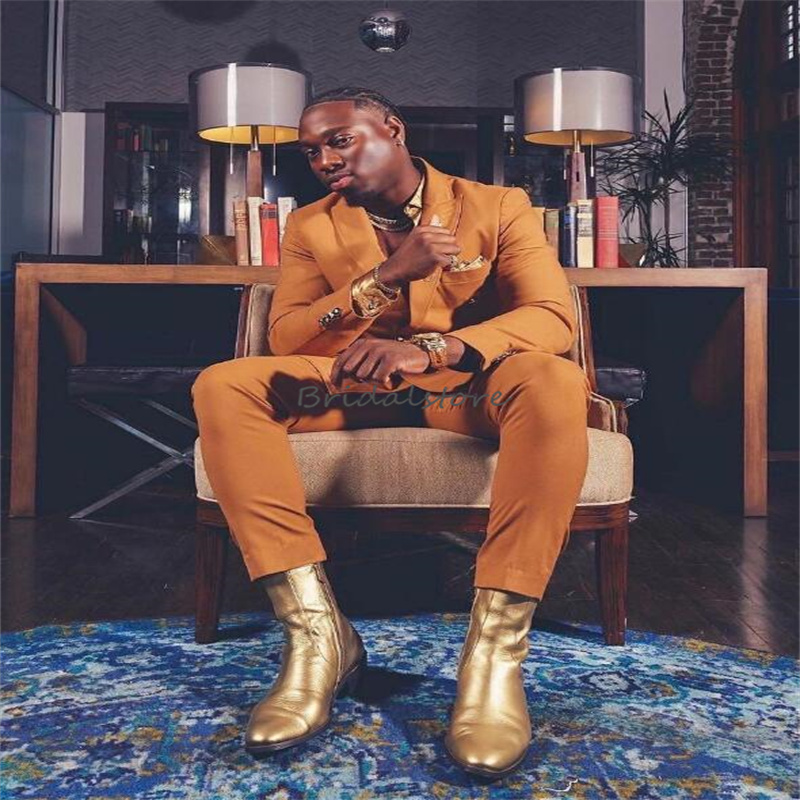 Best Orange Wedding Tuxedos Peaky Blinder Black Men Prom Dinner Suits 2025 Two Pieces Groom Men Tuxedo Double Breasted Blazer Costume Male Bespoke Gro