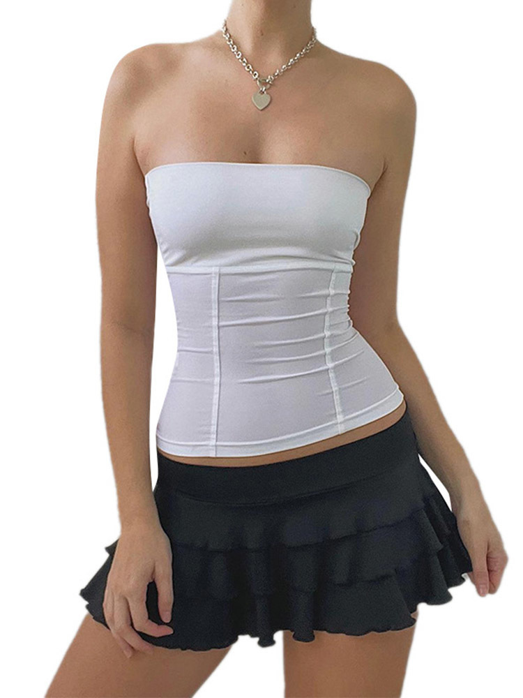 Womens TShirt Y2k Strapless Corset Tops Summer White Off Shoulder Tanks Women Sleeveless Tube Top Sexy Skinny Fit Bustier Clothes QY1019 230420
