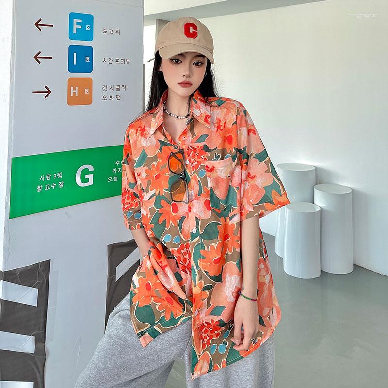 Women's Blouses Summer Thin Short-sleeved Casual Loose Floral Shirt Women