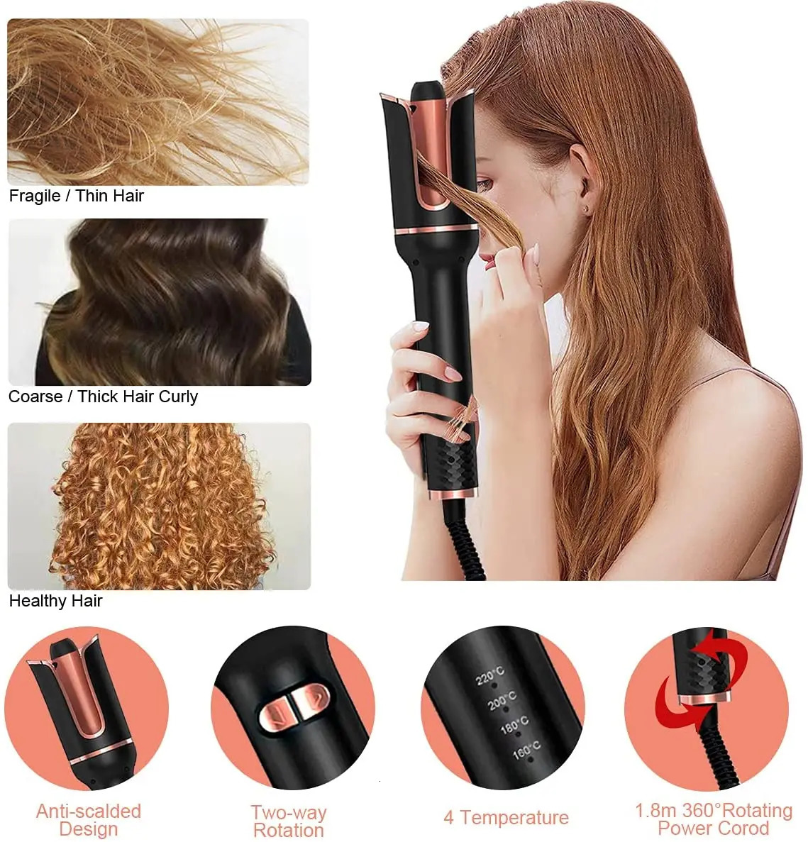 Curling Irons Multi-Automatic Hair Curler Hair Curling Iron LCD Ceramic Rotating Hair Waver Magic Curling Wand Irons Hair Styling Tools 231120