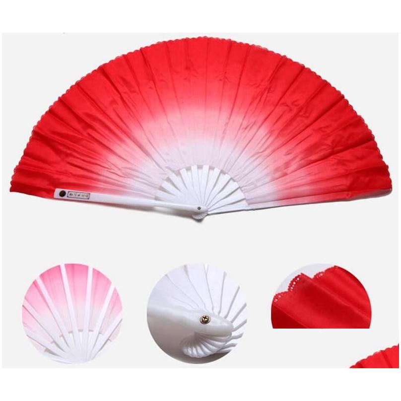 Other Festive Party Supplies Dance Fans Fashion Gradient Color Chinese Real Silk Veil Fan Kungfu Belly Dancing For Wedding Gift Fa Dh2Uf