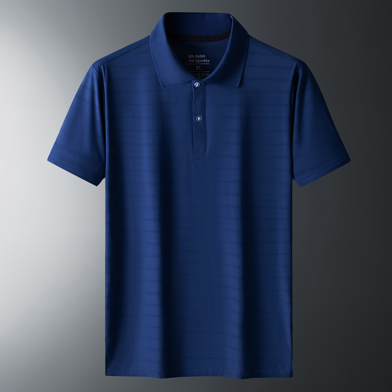 Men's Polos Men'S Summer Trend Oversized Loose Ice Silk Short Sleeved T-Shirt Korean Fashion Mesh Breathable Quick Drying Lapel Top 230421