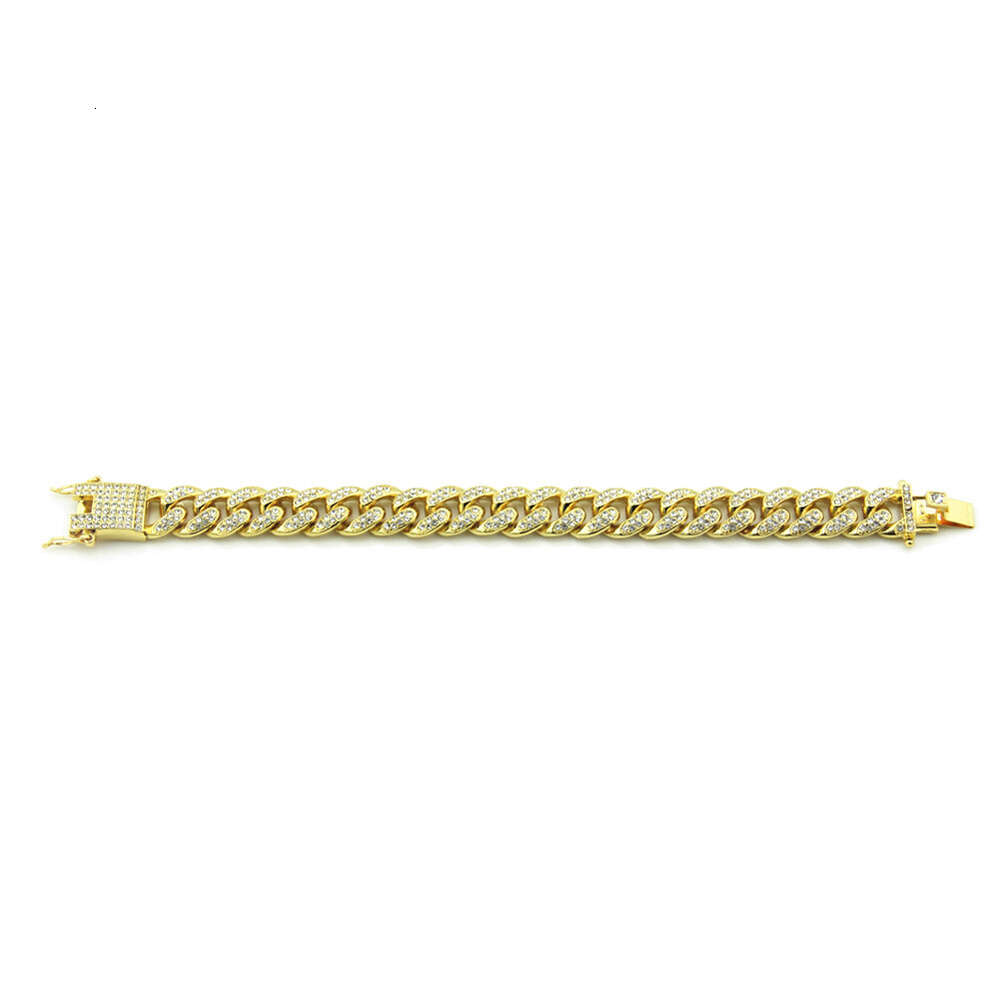 Hip hop bracelet Jewelry Diamond Cuban Bracelet hiphop men's fashion diamond inlaid Bracelet width 12mm