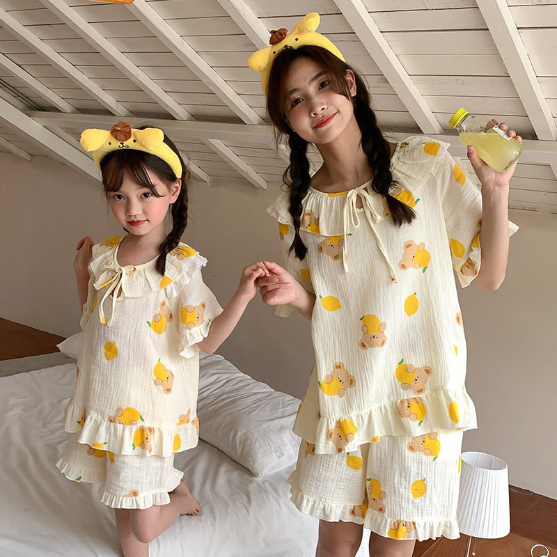 Family Matching Outfits Parent-child Summer Pajamas Sets Mother and Daughter Matching Sleepwear Women's Coming-Home Outfit Mom and Me Clothes Nig
