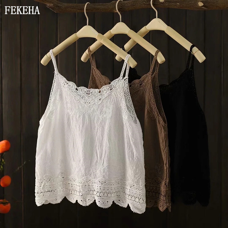 Camisoles Tanks Summer Lace Tanks Tops Women Sexy Loose Sleeveless Fashion Lady Backless Camis White 230421
