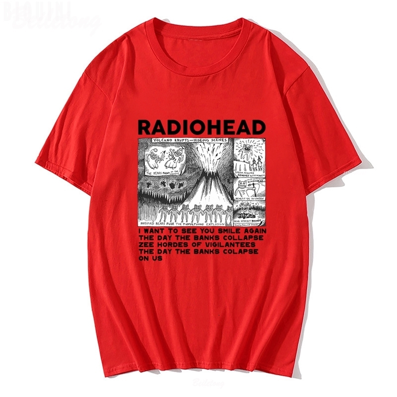 Men s T Shirts Radiohead Vintage Print T Shirt Mens Oversized 100 Cotton Unisex T shirts Hip Hop Rock Band Music Album Tees Harajuku Male Tops 230421