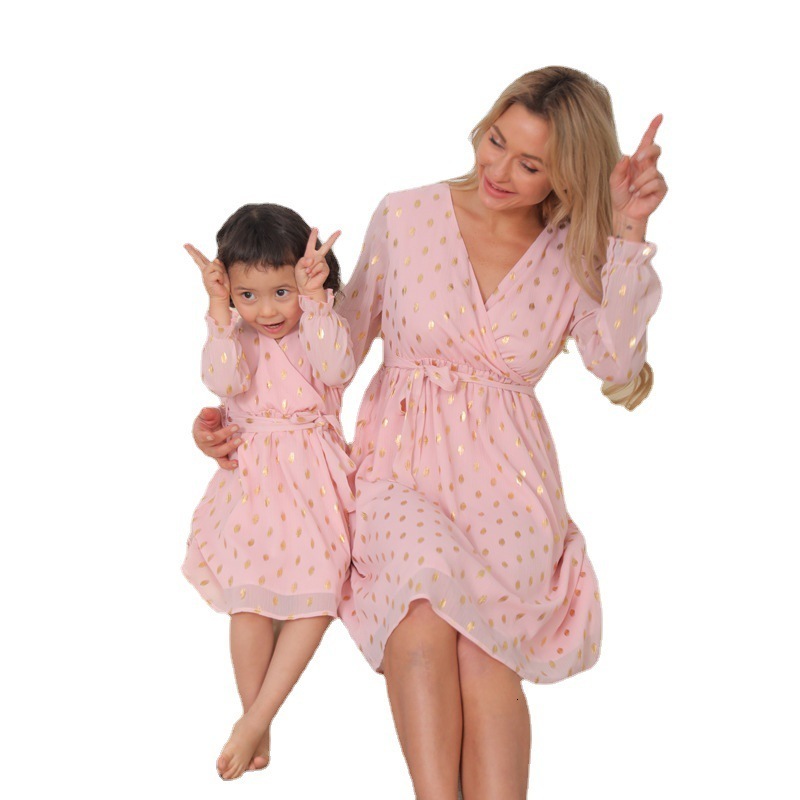 Family Matching Outfits Chiffon Long Floral Dress Female Long Skirt Summer Family Matching Outfits Mother And Daughter Clothes Mommy And MeRobes 23042