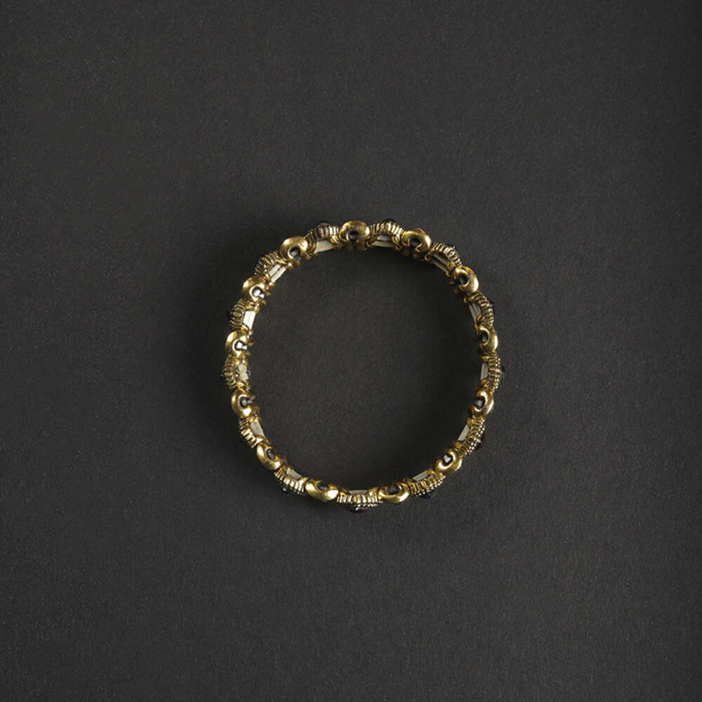 Diamond embedded hip-hop punk motorcycle accessories niche design personalized nightclub bracelet design heavy metal bracelet