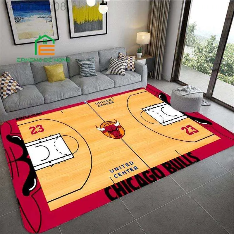 Carpet Carpets Basketball Court Pattern Rug for Bedroom Living Room Carpet for Kitchen Floor Mats Home Decor Non-Slip Floor Pad Rug 15 Sizes R230918 w