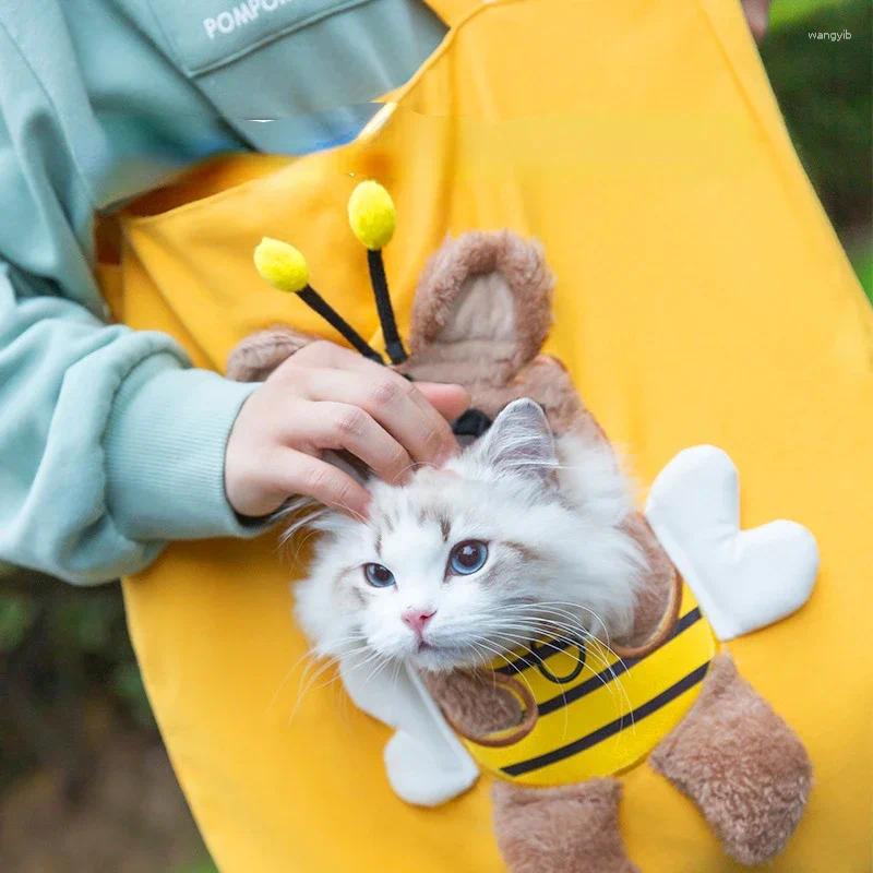 Cute Cat Backpacks Carriers Canvas Crossbody Pet Carrier Soft Shoulder Backpack for Small Cats Dogs Ideal for Outings