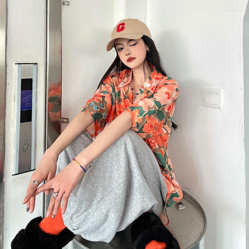 Women's Blouses Summer Thin Short-sleeved Casual Loose Floral Shirt Women