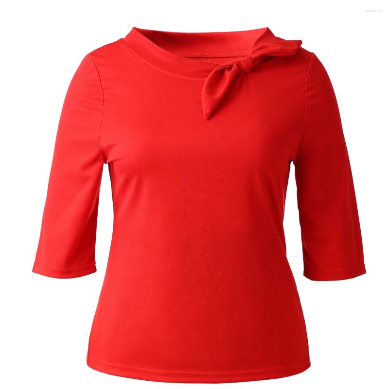 Women's Vintage Polyester Bow Tie Blouse 19S Retro Casual Solid Tops Summer Sleeveless Shirts B3