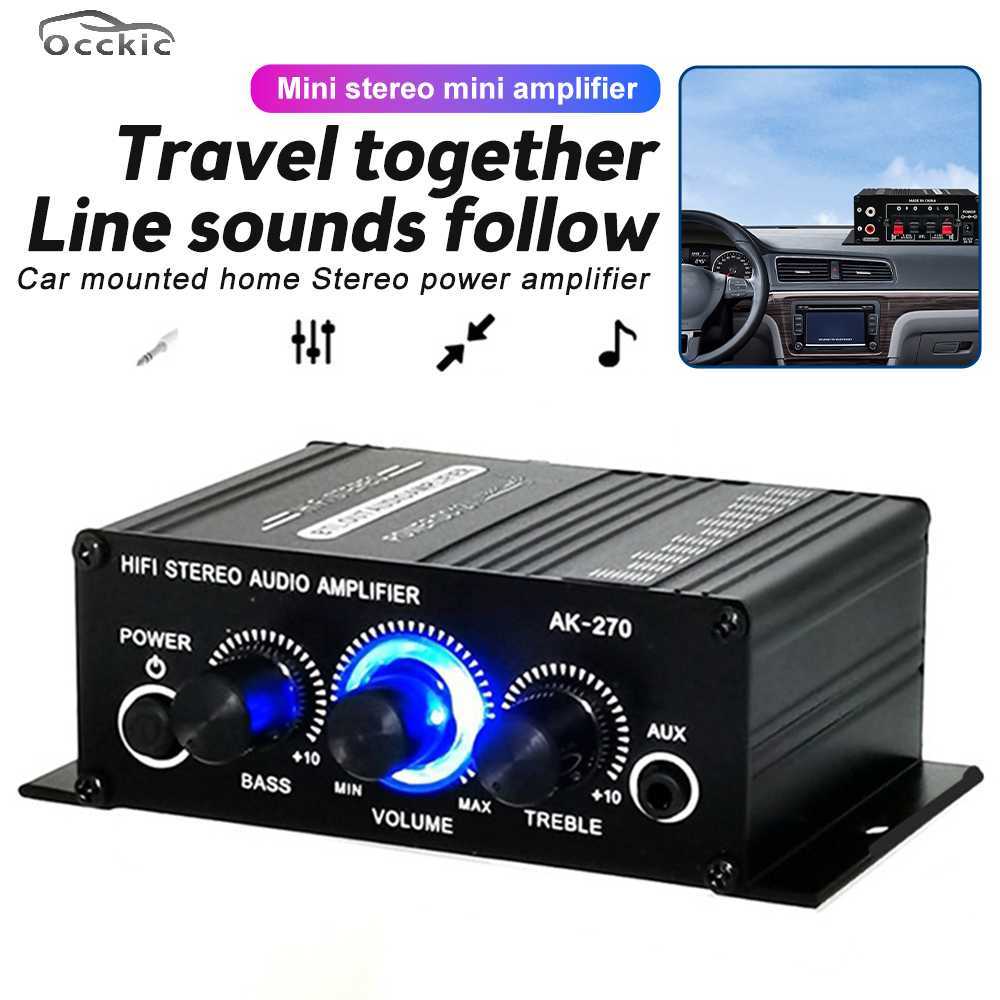 Car Sound Power Amp Home Mini Audio Amplifier Portable Dual Channel Surround Sound HiFi Stereo Receiver AUX MIC IN 12V 200W