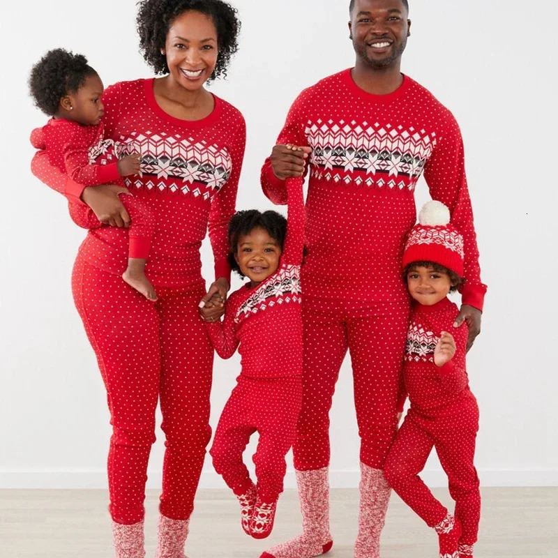 Family Matching Outfits Year's Clothes Christmas Family Pajamas Set Mother Father Kids Matching Outfits Baby Romper Soft Sleepwear Family Look 23