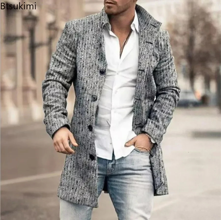 Men's Wool Blends 2024 Casual Jacket Plaid Print Long Sleeve Buttoned Jackets Coats Tops Male Warm Outerwear Men 4XL 231120