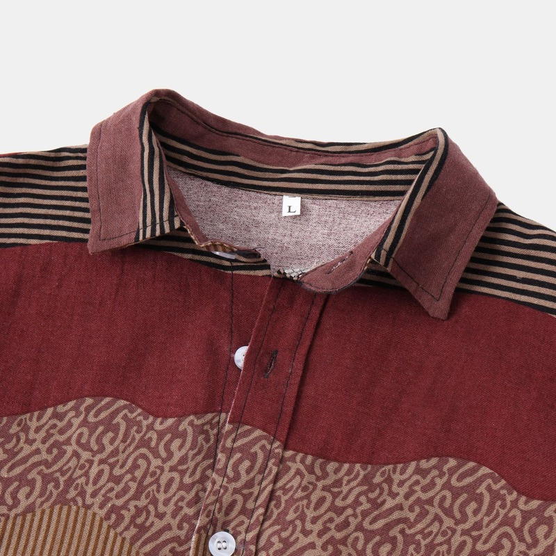 Men's Casual Shirts Mens Shirt Vintage Ethnic Style Printing Loose Short Sleeve Daily Wearing High Quality Office Blouse Chemise Homme 230420